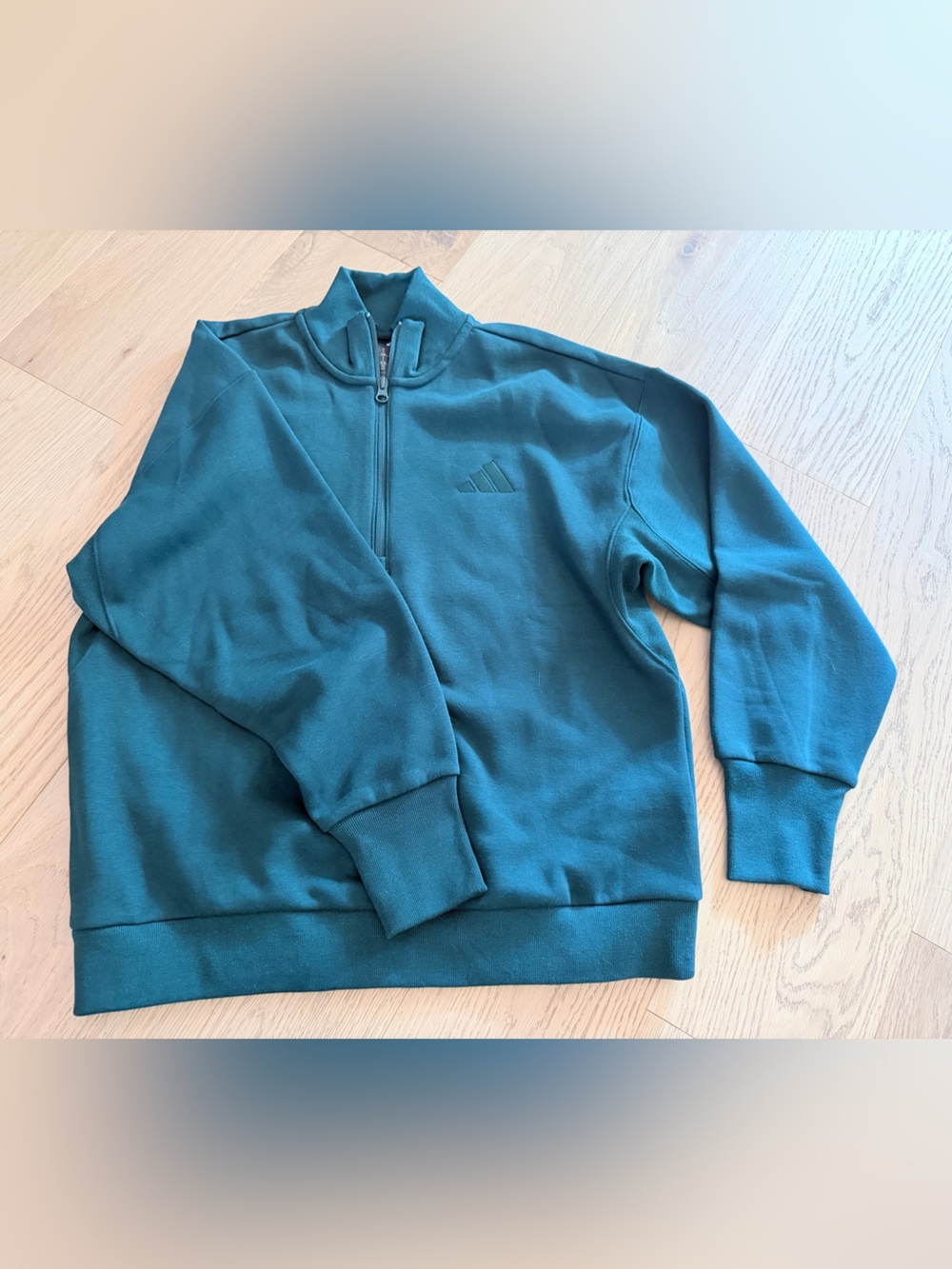 adidas Teal Half-Zip Bomber Pullover Sweater